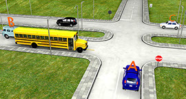 School Bus Unloading at Intersection - America's Drivers Ed Image